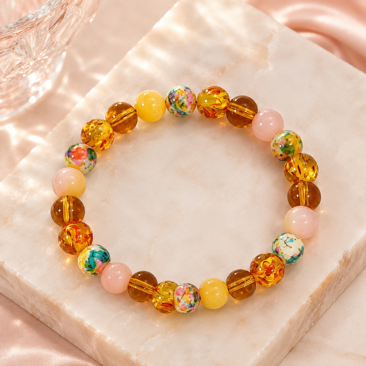 Natural Stone Beaded Bracelet, Handmade Bohemian Design